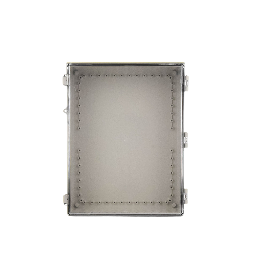 ABS Plastic Cabinet, Transparent Door, Outdoor Use (350 x 460 x 160 mm) Closing by Stainless Steel Snaps.
