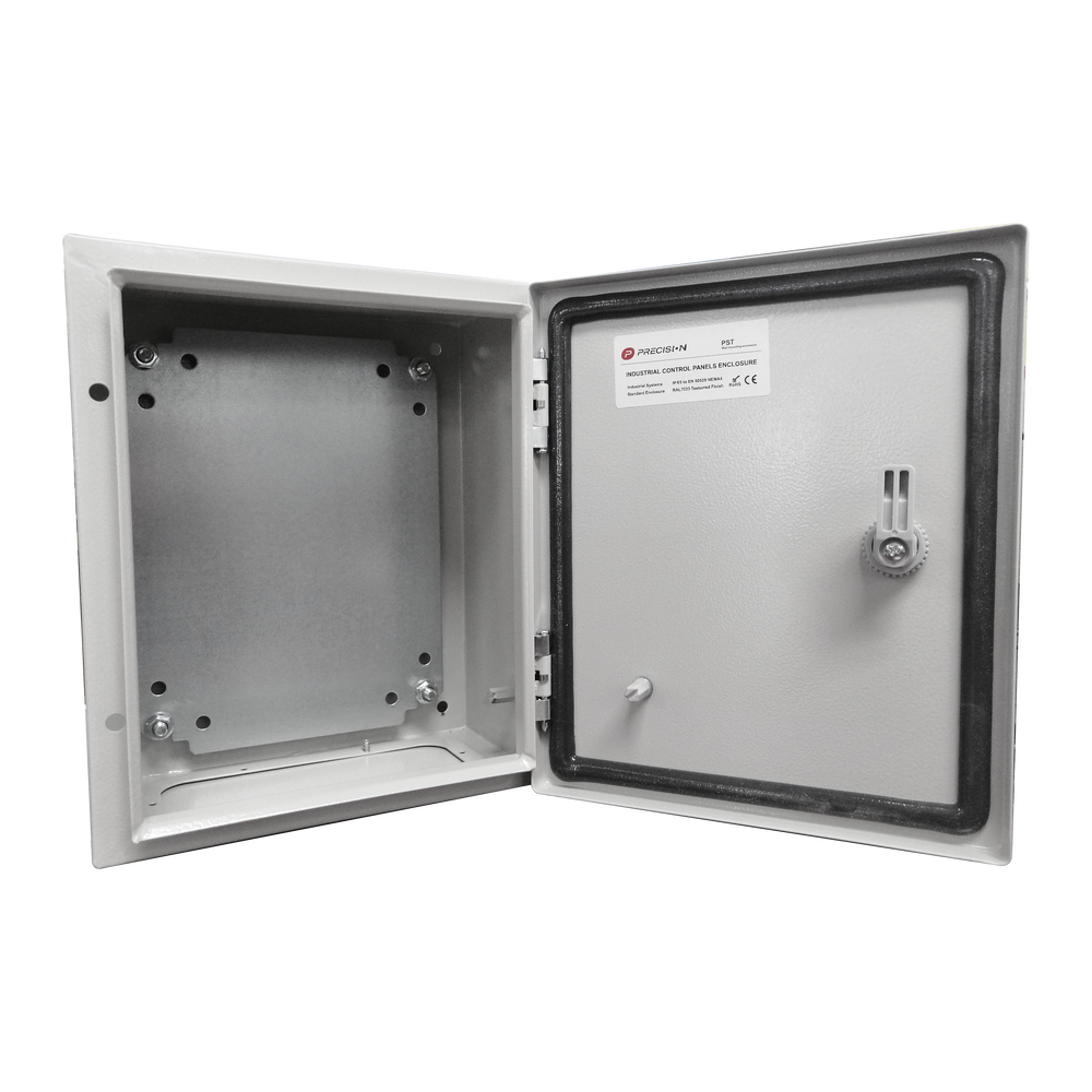 Gabinete de Acero IP66 Uso en Intemperie (400 x 400 x 200 mm) con Placa Trasera Interior y Compuerta Inferior Atornillable (Incluye Chapa y Llave).