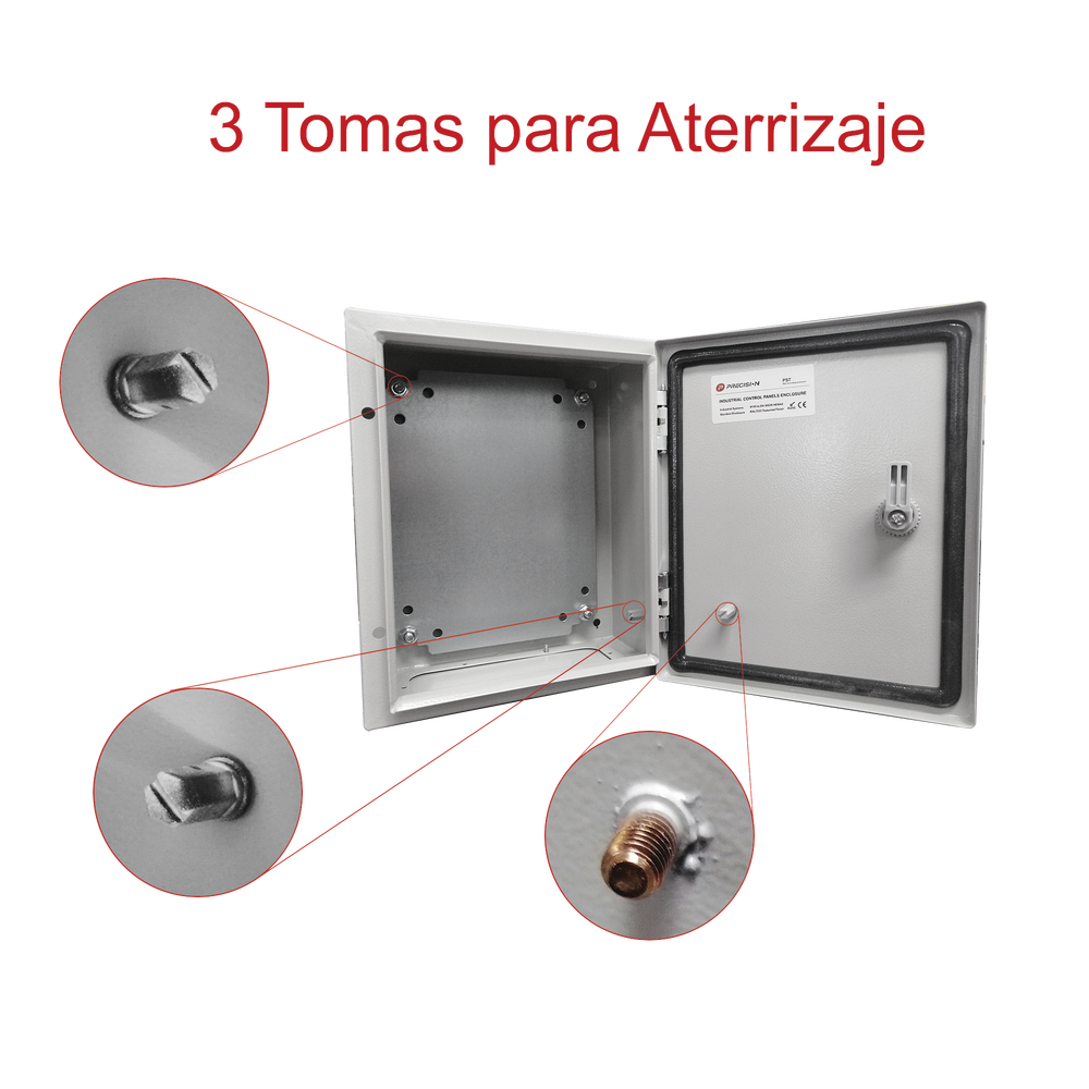 Gabinete de Acero IP66 Uso en Intemperie (400 x 400 x 200 mm) con Placa Trasera Interior y Compuerta Inferior Atornillable (Incluye Chapa y Llave).