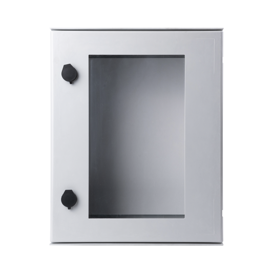 Gabinete de Poliéster IP65 Puerta Transparente, Uso en Intemperie (400 x 500 x 200 mm) con Placa Trasera Interior (Incluye Chapa y Llave).