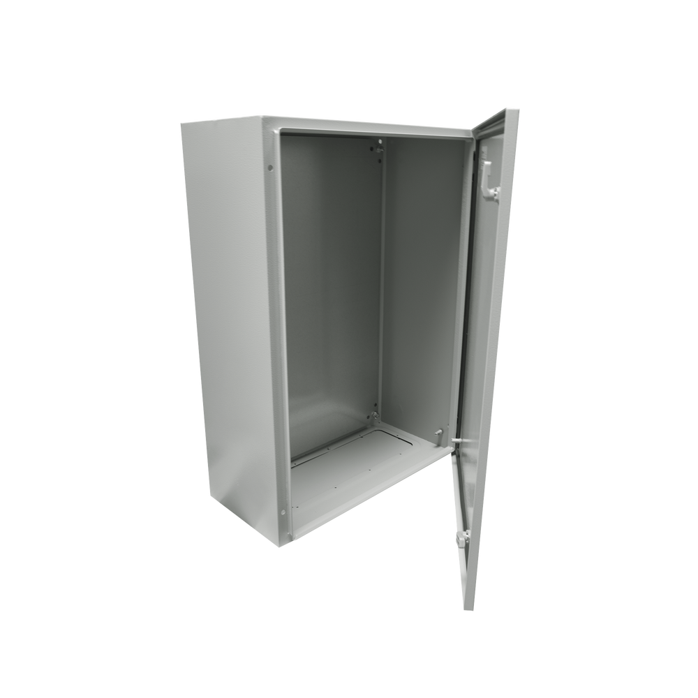 Gabinete de Acero IP66 Uso en Intemperie (400 x 600 x 200 mm) con Placa Trasera Interior y Compuerta Inferior Atornillable (Incluye Chapa y Llave).