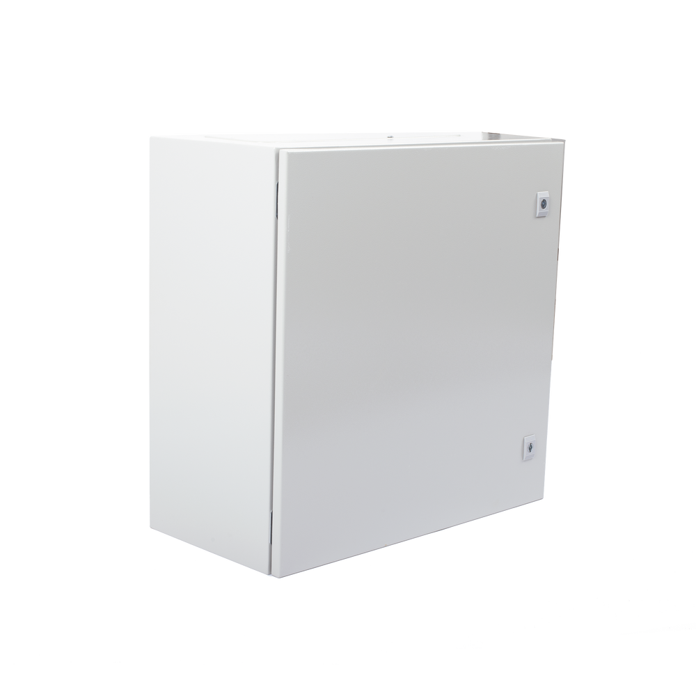 Gabinete de Acero IP66 Uso en Intemperie (600 x 600 x 300 mm) con Placa Trasera Interior y Compuerta Inferior Atornillable (Incluye Chapa y Llave).