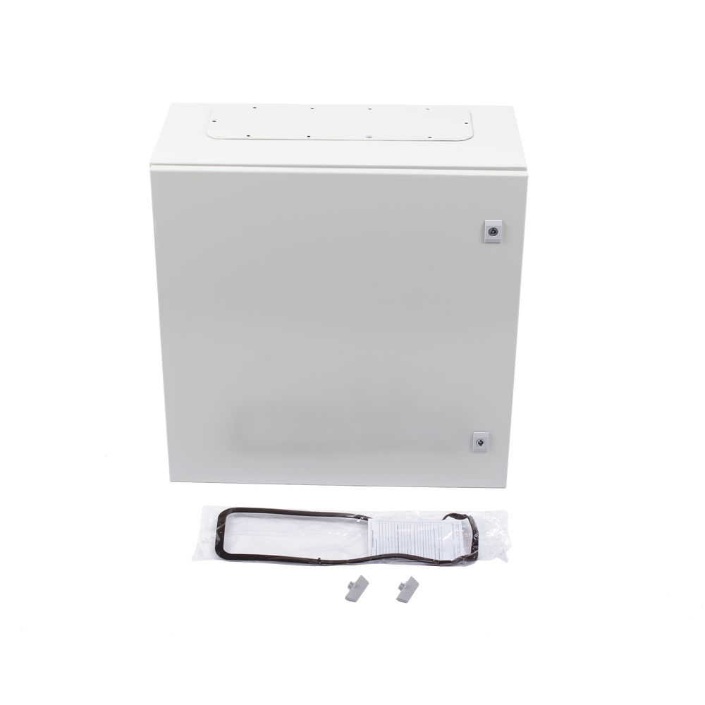 Gabinete de Acero IP66 Uso en Intemperie (600 x 600 x 300 mm) con Placa Trasera Interior y Compuerta Inferior Atornillable (Incluye Chapa y Llave).