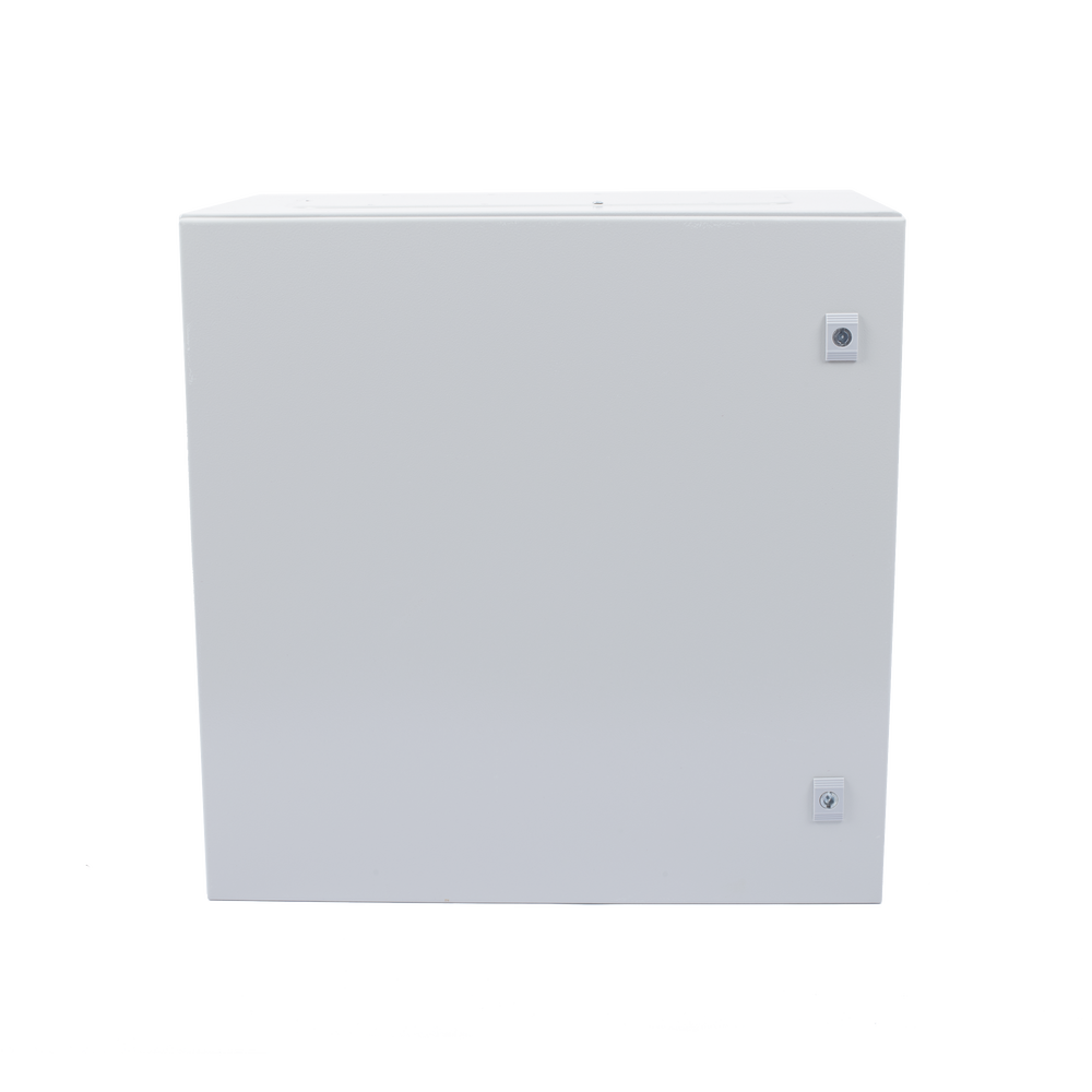 Gabinete de Acero IP66 Uso en Intemperie (600 x 600 x 300 mm) con Placa Trasera Interior y Compuerta Inferior Atornillable (Incluye Chapa y Llave).