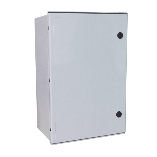 Gabinete de Poliéster IP65 Uso en Intemperie (600 x 800 x 300 mm) con Placa Trasera Interior (Incluye Chapa y Llave).
