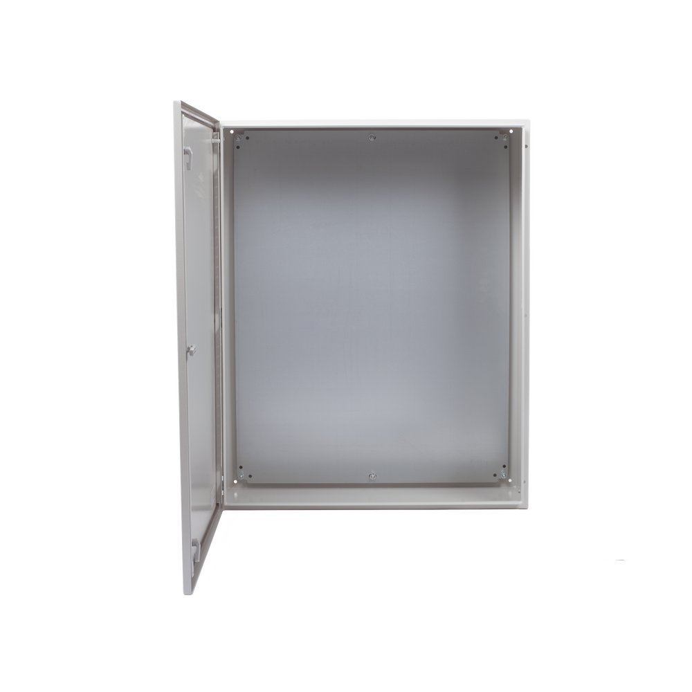 Gabinete de Acero IP66 Uso en Intemperie (800 x 1000 x 300 mm) con Placa Trasera Interior y Compuerta Inferior Atornillable (Incluye Chapa y Llave).