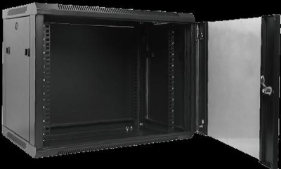Gabinete PRECISION, Con Puerta de Cristal Templado, de 19in, 6UR, 400mm de Profundidad, Color Negro
