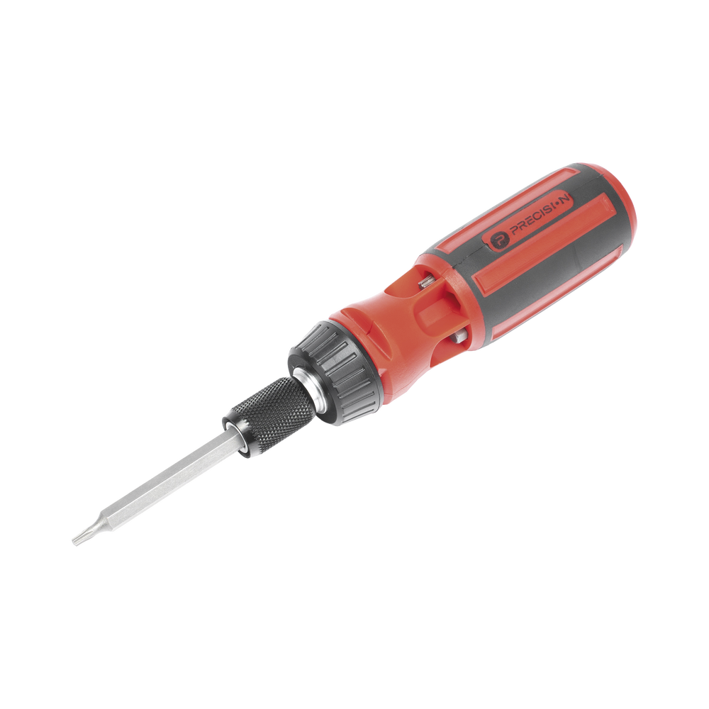 Desarmador 6 en 1 con Mango de Agarre Plástico (Torx de Seguridad #10 y #20, Hexagonal #5, PH0, PH2, Plana #5) 