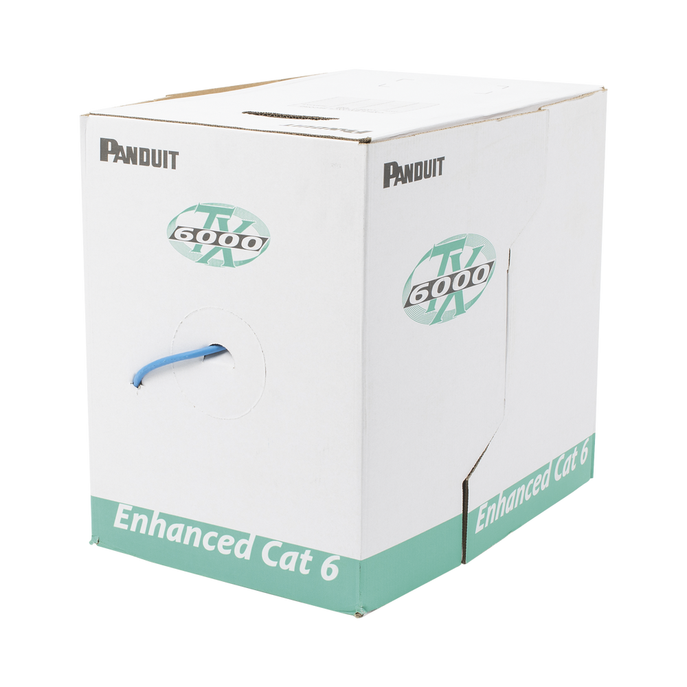 Bobina de Cable UTP 305 m. de Cobre, TX6000™ PanNet, Reelex, Azul, Categoría 6 Mejorado (23 AWG), LSZH (Bajo Humo, Cero Halógenos), de 4 pares