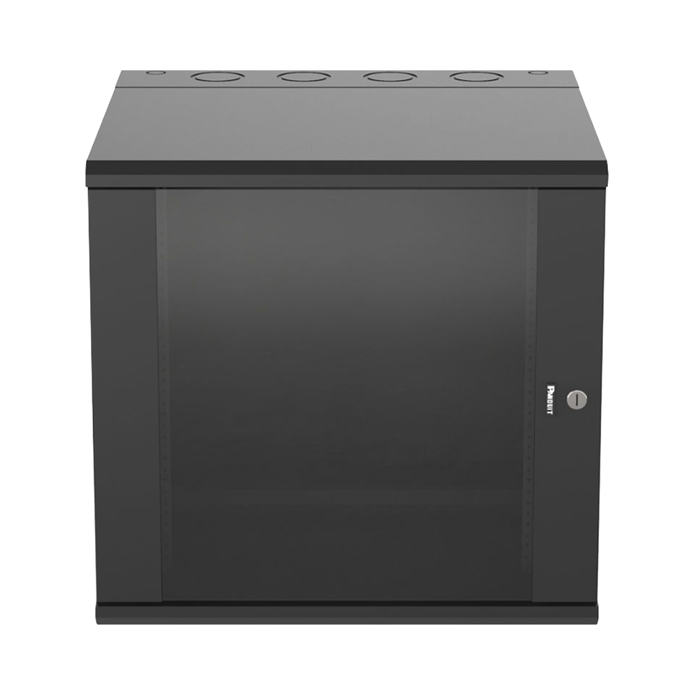 Gabinete PanZone de Montaje en Pared, de 19in, Puerta con Ventana de Seguridad, 12 UR, 635mm de Profundidad, Color Negro