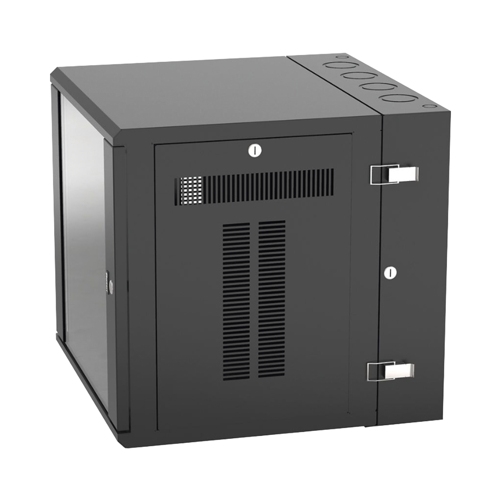 Gabinete PanZone de Montaje en Pared, de 19in, Puerta con Ventana de Seguridad, 12 UR, 635mm de Profundidad, Color Negro