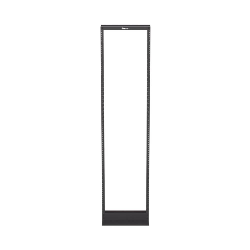 Rack de Dos Postes Estándar de 19 in, Rieles Numerados y Roscados #12-24, Fabricado en Aluminio, 45 Unidades de Rack, Color Negro