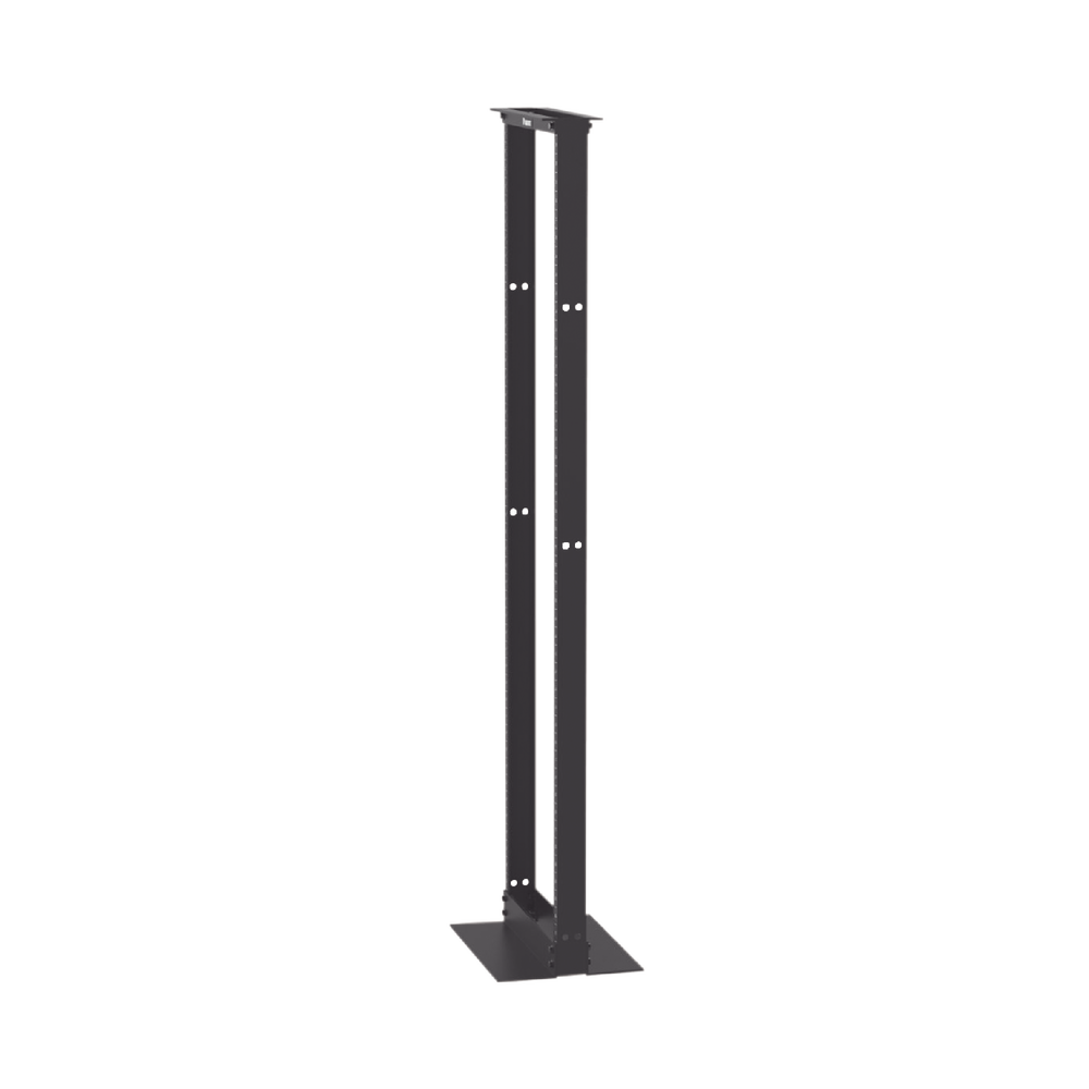 Rack de Dos Postes Estándar de 19 in, Rieles Numerados y Roscados #12-24, Fabricado en Aluminio, 45 Unidades de Rack, Color Negro