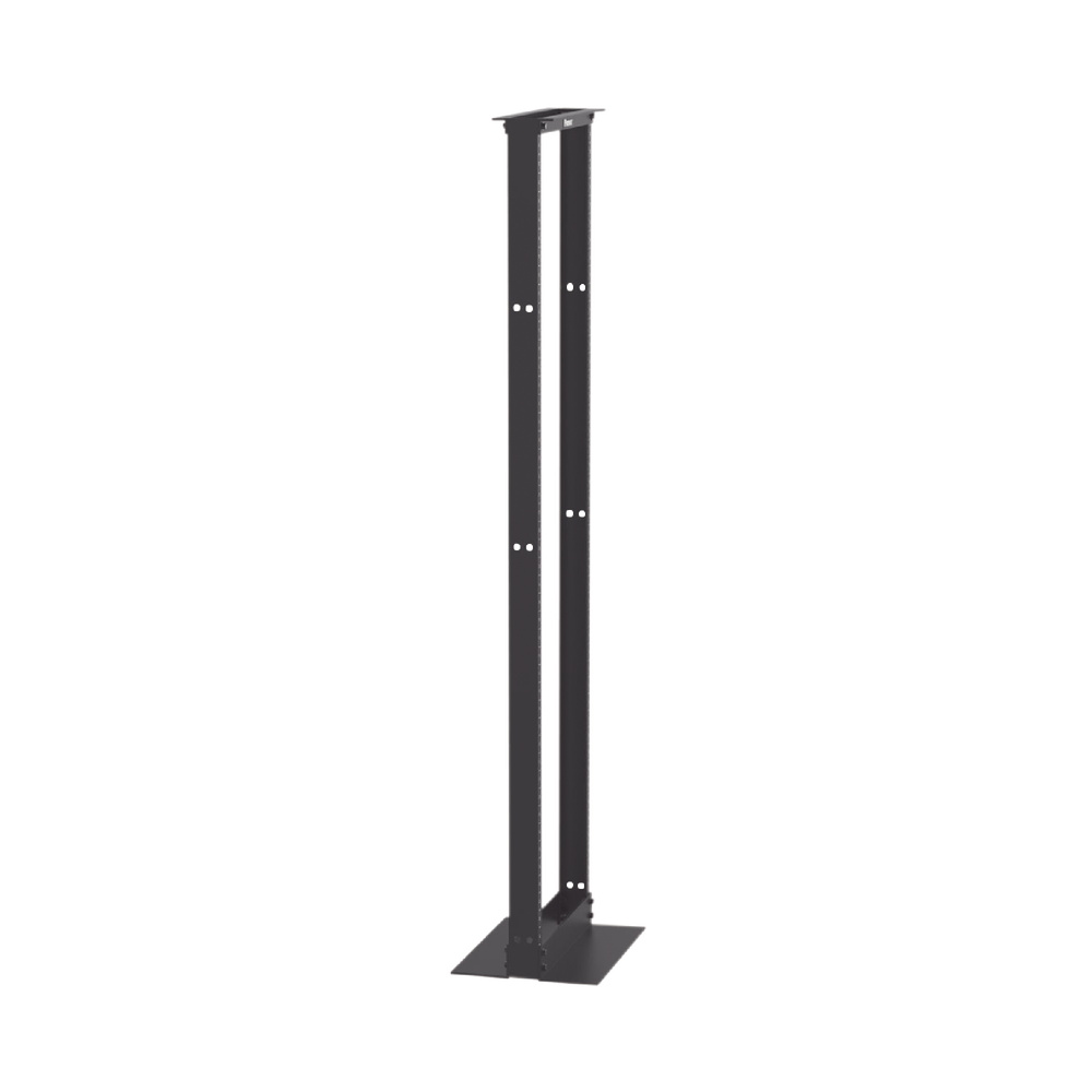 Rack de Dos Postes Estándar de 19 in, Rieles Numerados y Roscados #12-24, Fabricado en Aluminio, 45 Unidades de Rack, Color Negro