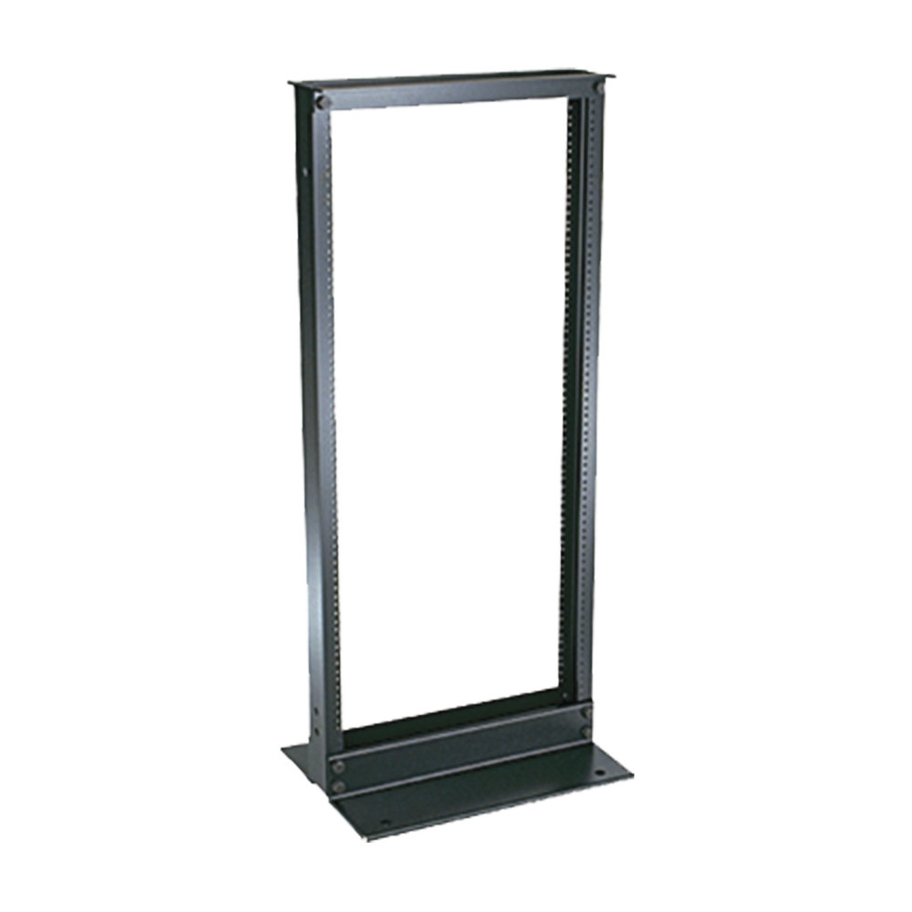 Rack de Dos Postes Estándar de 19 in, Rieles Numerados y Roscados #12-24, Fabricado en Aluminio, 24 Unidades de Rack, Color Negro