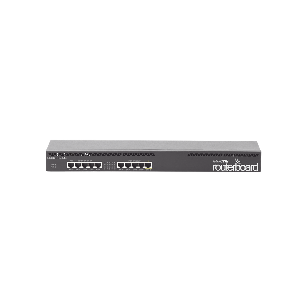 RouterBoard, 5 Puertos Gigabit, 5 Puertos Fast, Licencia Nivel 4 y montaje en Rack