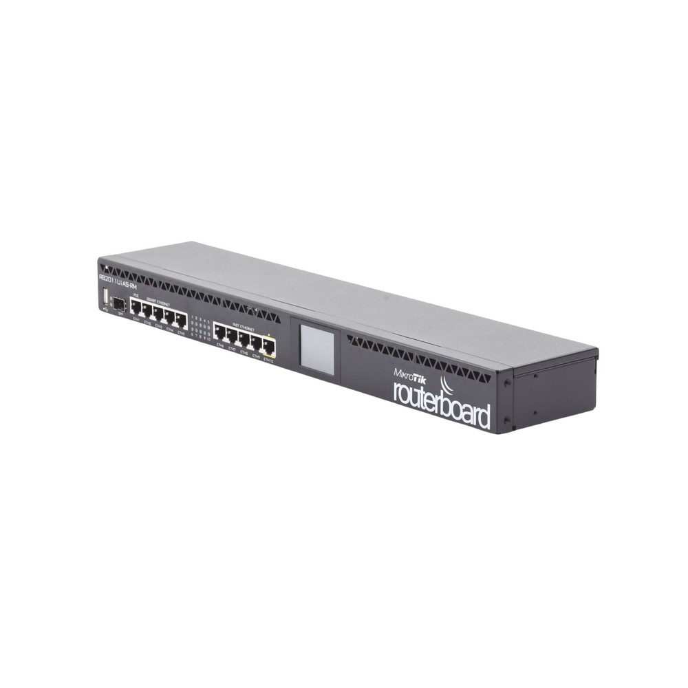 Router Board, CPU 1 Núcleo, 5 Puertos Gigabit, 5 Puertos Fast, 1 Puerto SFP, Licencia Nivel 5 y montaje en Rack