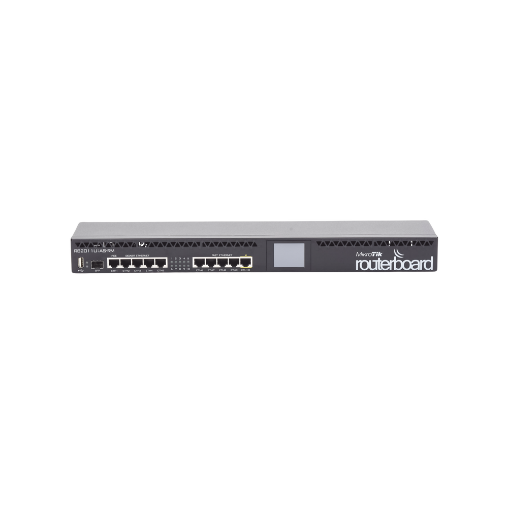 Router Board, CPU 1 Núcleo, 5 Puertos Gigabit, 5 Puertos Fast, 1 Puerto SFP, Licencia Nivel 5 y montaje en Rack