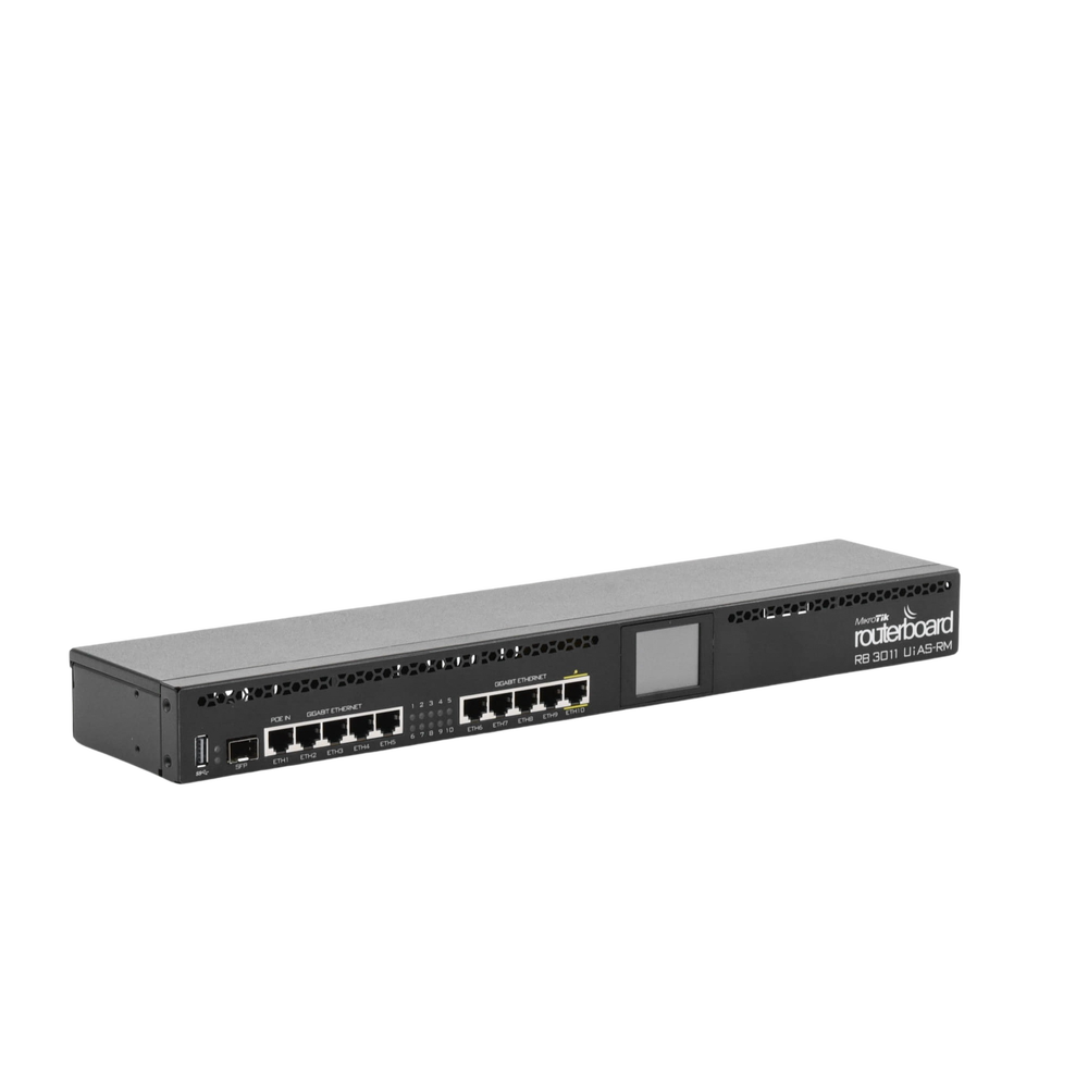 RouterBoard, 2-Core CPU, 10 Gigabit Ethernet Ports, 1 SFP Port, 1 GB Memory, Level 5 License, Rack Mount