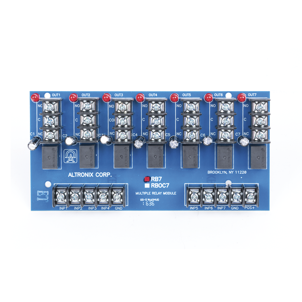 Módulo de 7 Relevadores y/o 7 triggers independientes, ultra sensible,  con voltaje de entrada de 12 o 24 Vcd