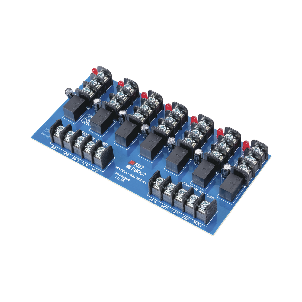 Módulo de 7 Relevadores y/o 7 triggers independientes, ultra sensible,  con voltaje de entrada de 12 o 24 Vcd      