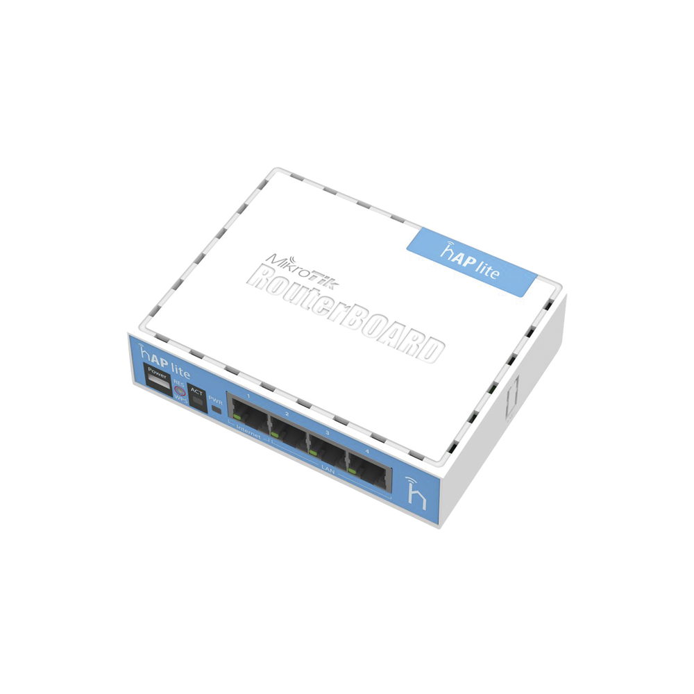 (hAP Lite) 4 Puertos Fast Ethernet y  Wi-Fi 2.4 GHz 802.11 b/g/n