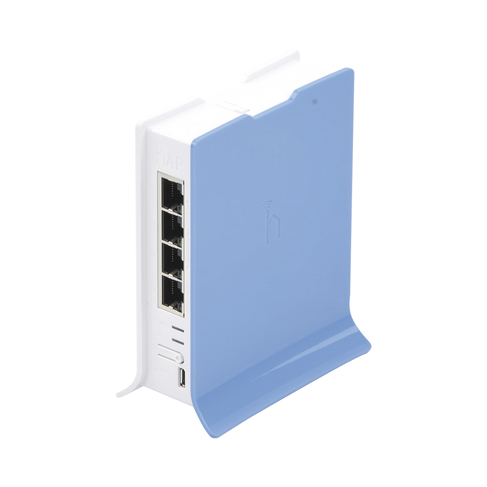 (hAP lite TC) 4 Puertos Fast Ethernet, Wi-Fi 2.4 GHz 802.11 b/g/n y base tipo Torre