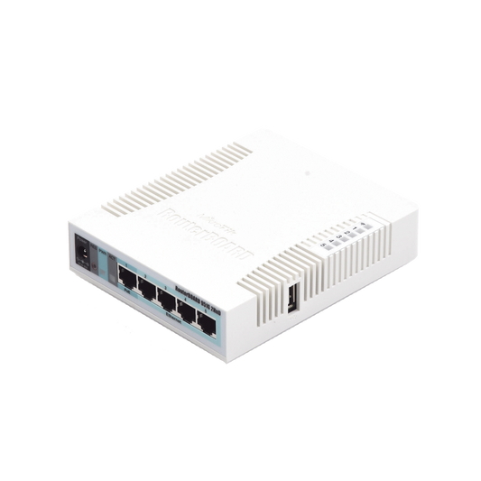 RouterBoard, 5 Puertos Gigabit Ethernet, 1 Puerto USB, WiFi 2.4 GHz 802.11b/g/n, Antena de 2.5 dbi hasta 1W de potencia