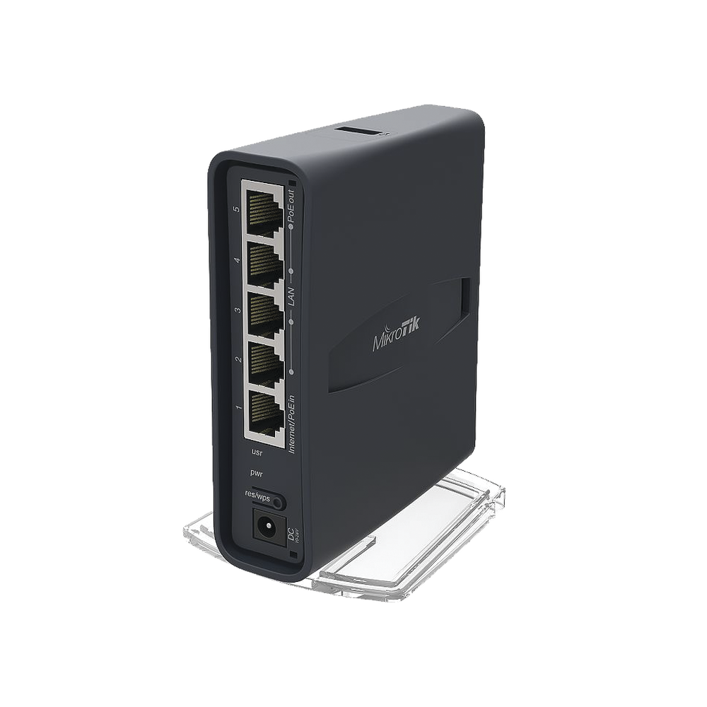 (hAP ac lite Tower) 5 Fast Ethernet Ports, 802.11ac Dual Band WiFi, Tower Base