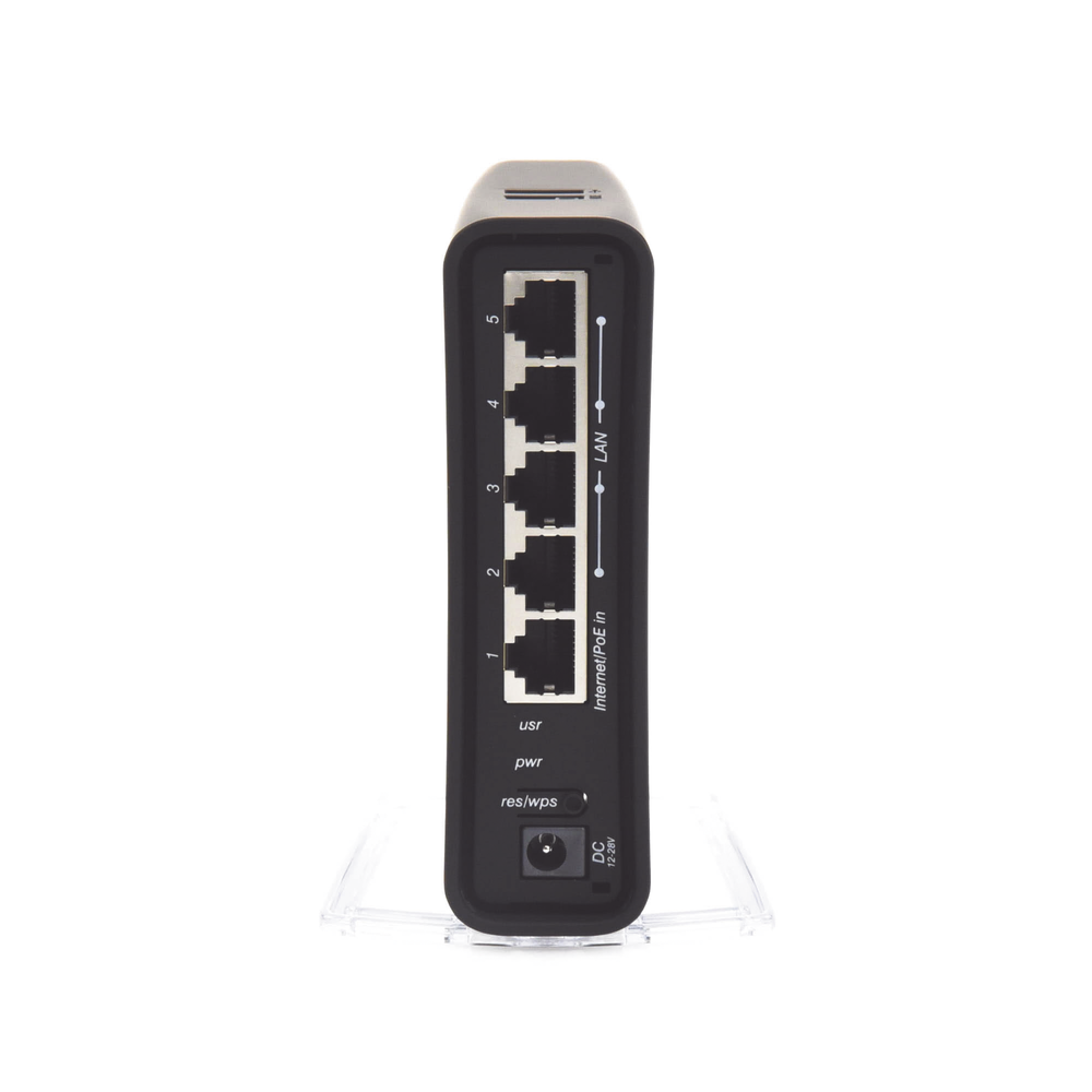 (hAP ac2) 5 Gigabit Ethernet ports, 1 USB port, Dual Band 802.11 b/g/n/ac Wave 2, 2.5 dBi antenna up to 500 mW of power