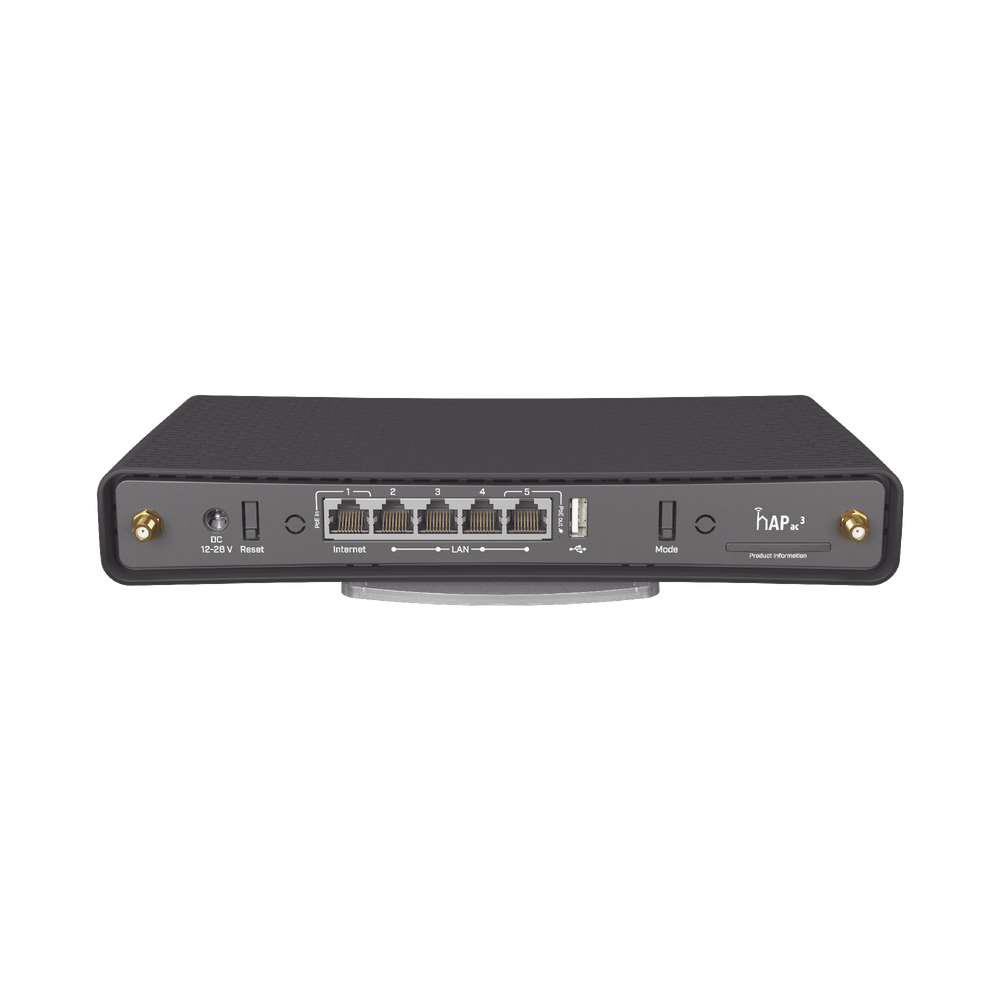 (hAP ac 3) Dual-band wireless router with 5 Gigabit Ethernet ports and high-gain external antennas