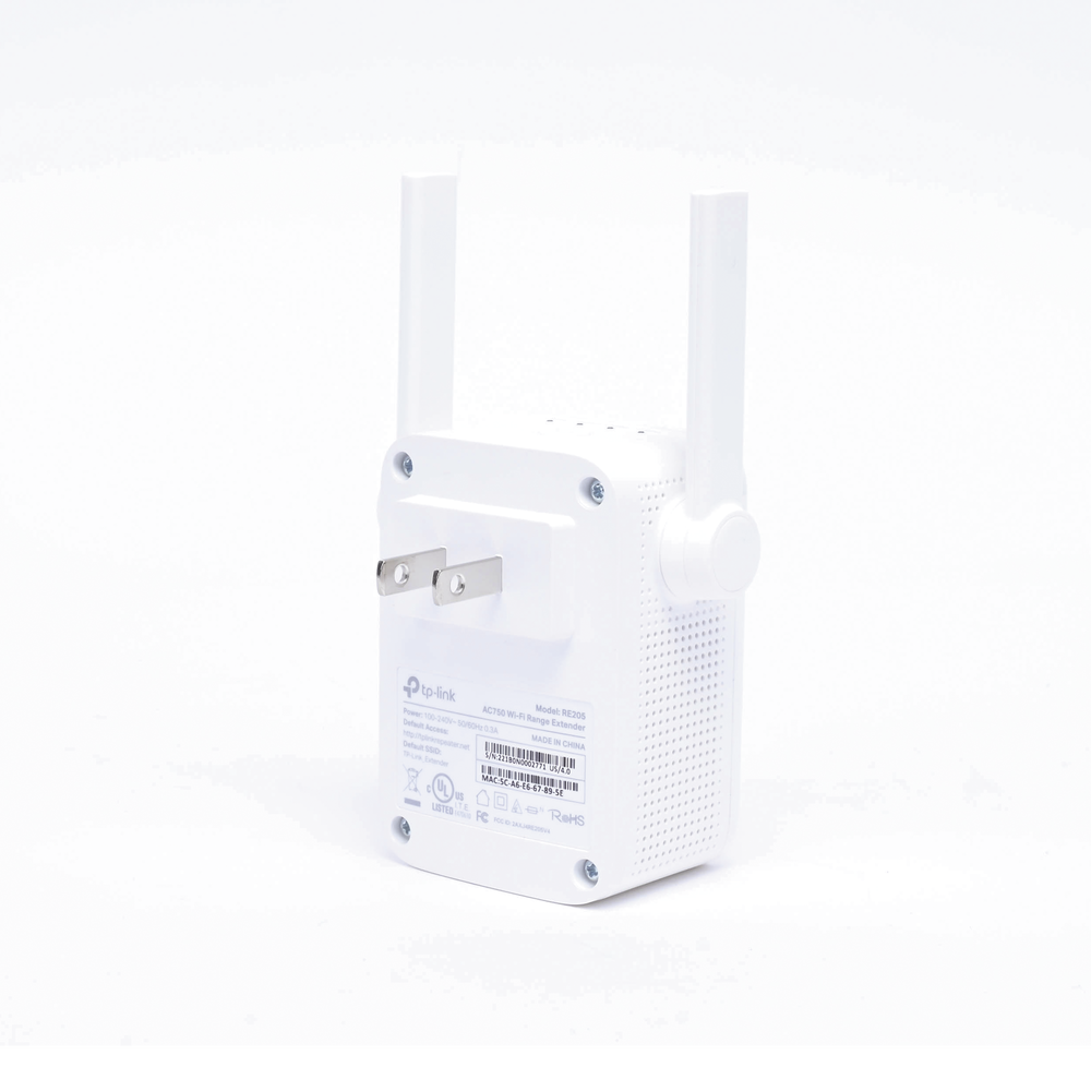 AC WiFi Coverage Repeater/Extender, 750 Mbps, dual band 2.4 GHz and 5 GHz, with 1 10/100 Mbps port with 2 external antennas