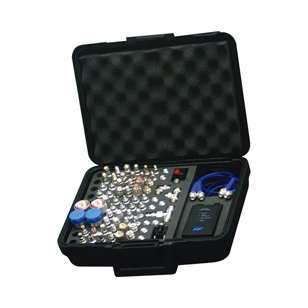 Mega Kit de Adaptadores UNIDAPT de 74 piezas, en conjunto todos los del RFA-4019 y RFA-4023-01 así como 2 Cables UNIDAPT, un Barril-Machos y un Probador de Cables en un solo estuche con bisagras.