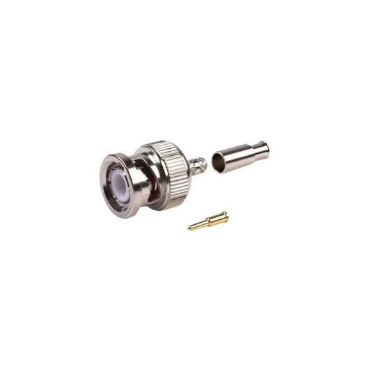   Conector BNC Macho de Anillo Plegable para Cables RG-174/U, 8216, Niquel/ Oro/ Teflón.