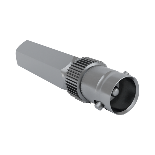 Conector BNC Hembra Roscable por Giro para Cable Coaxial RG-58/U, Níquel/ Plata/ Delrin.