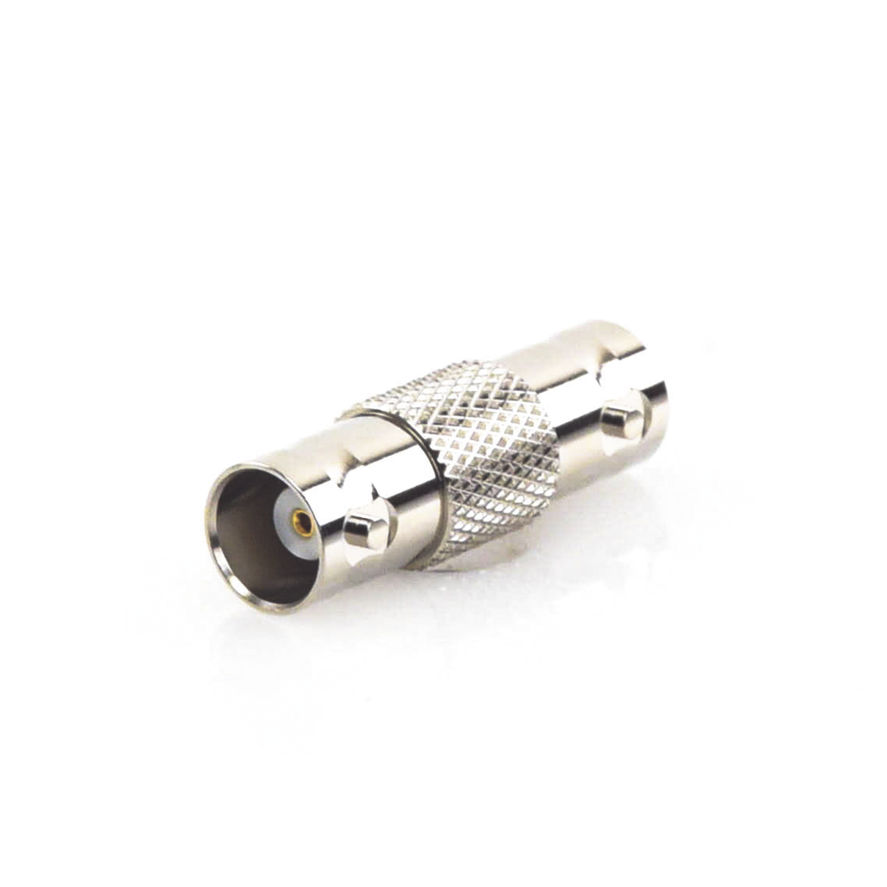 Adaptador Tipo Barril para 50 Ohm de Conectores BNC Hembra a BNC Hembra, Niquel/Oro/Polipropileno.