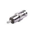 Adaptador de BNC Hembra a RCA Macho en 50 Ohm para Fono, uso en Aplicaciones de Audio-Video, Níquel/ Plata/ Delrin.