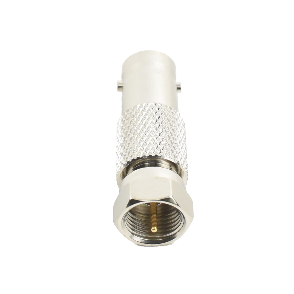 Inline Video Adapter, BNC Female to F Male Connector, 50 Ohm, Nickel/Gold/Delrin.