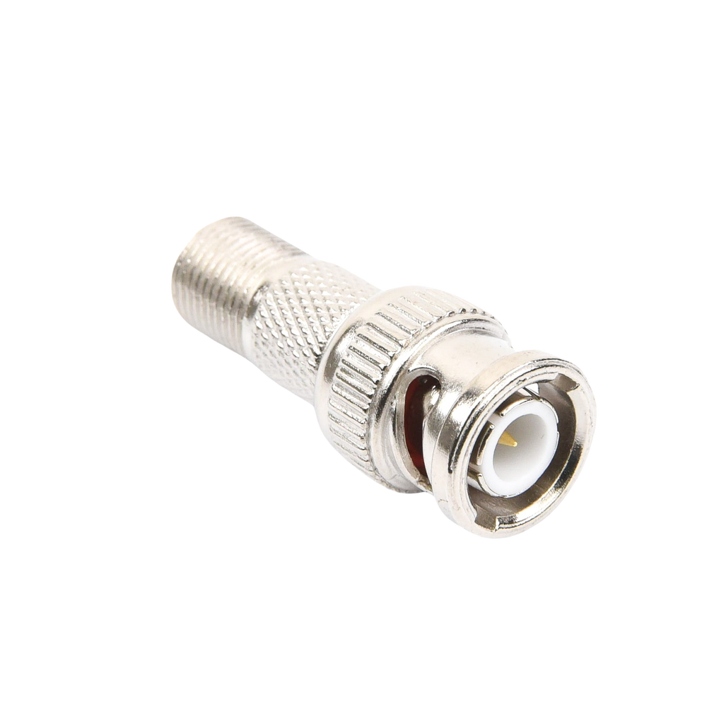 Inline Video Adapter, BNC Male to F Female Connector, 50 Ohm, Nickel/Gold/Teflon.