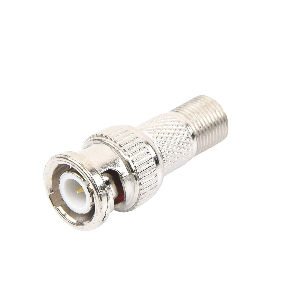 Inline Video Adapter, BNC Male to F Female Connector, 50 Ohm, Nickel/Gold/Teflon.
