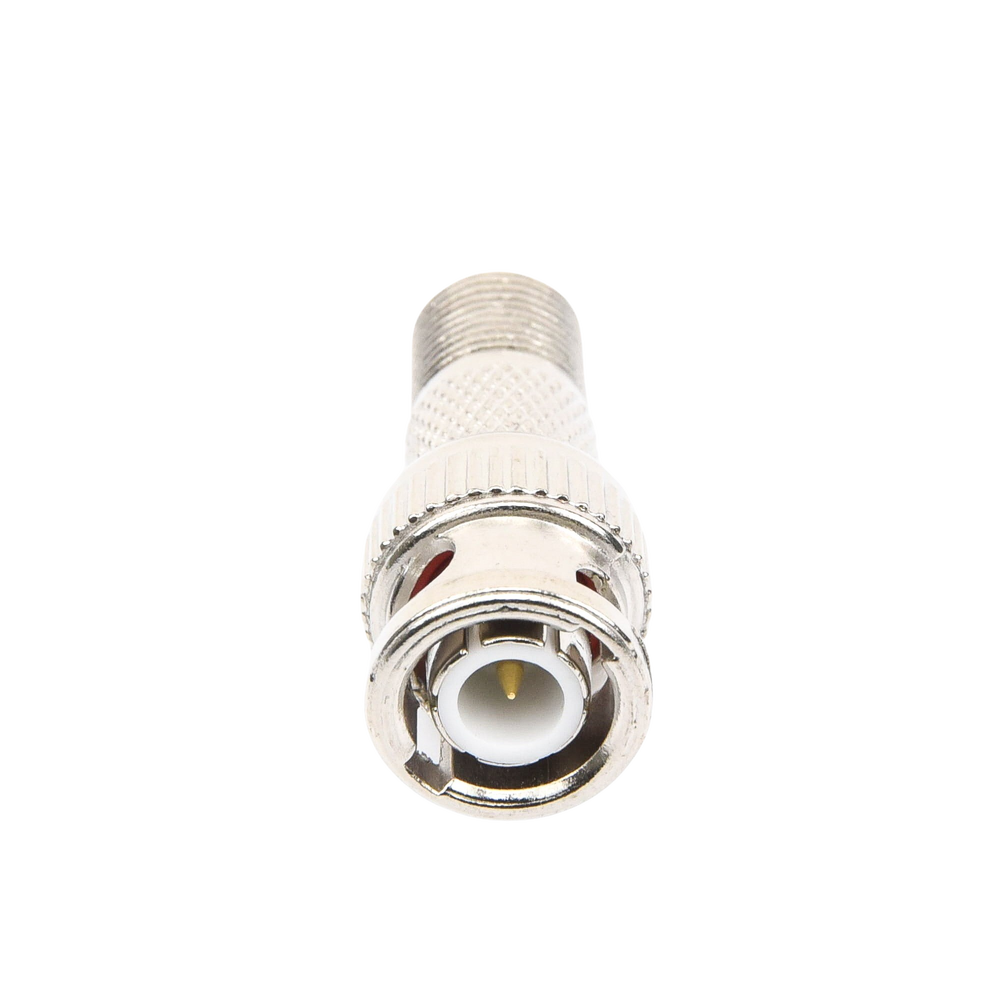 Inline Video Adapter, BNC Male to F Female Connector, 50 Ohm, Nickel/Gold/Teflon.