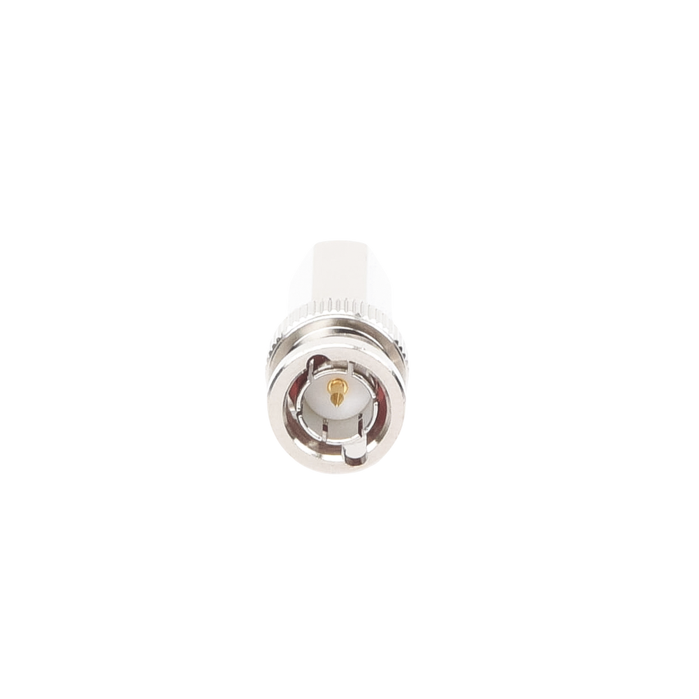 Conector BNC Macho de Ensamble Roscable (Hex.) en Sentido de las Manecillas de Reloj para Cable Coaxial RG-59/U, Níquel/ Oro/ Delrin.
