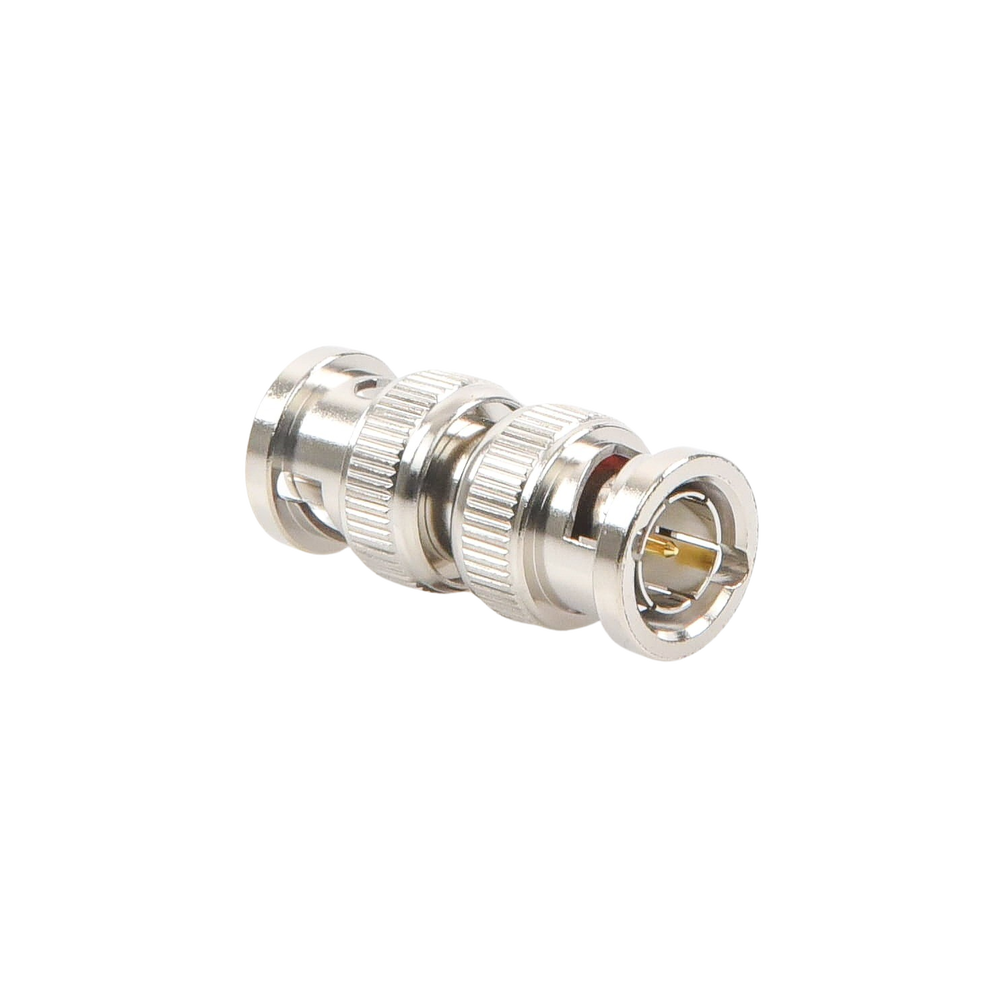 Adaptador tipo Barril para 75 Ohm, de Conector BNC Macho a BNC Macho, Niquel/ Oro/ Teflón.