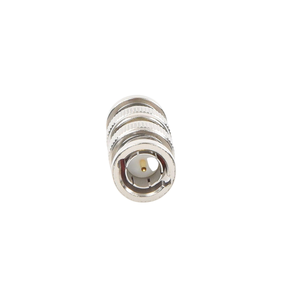 Adaptador tipo Barril para 75 Ohm, de Conector BNC Macho a BNC Macho, Niquel/ Oro/ Teflón.