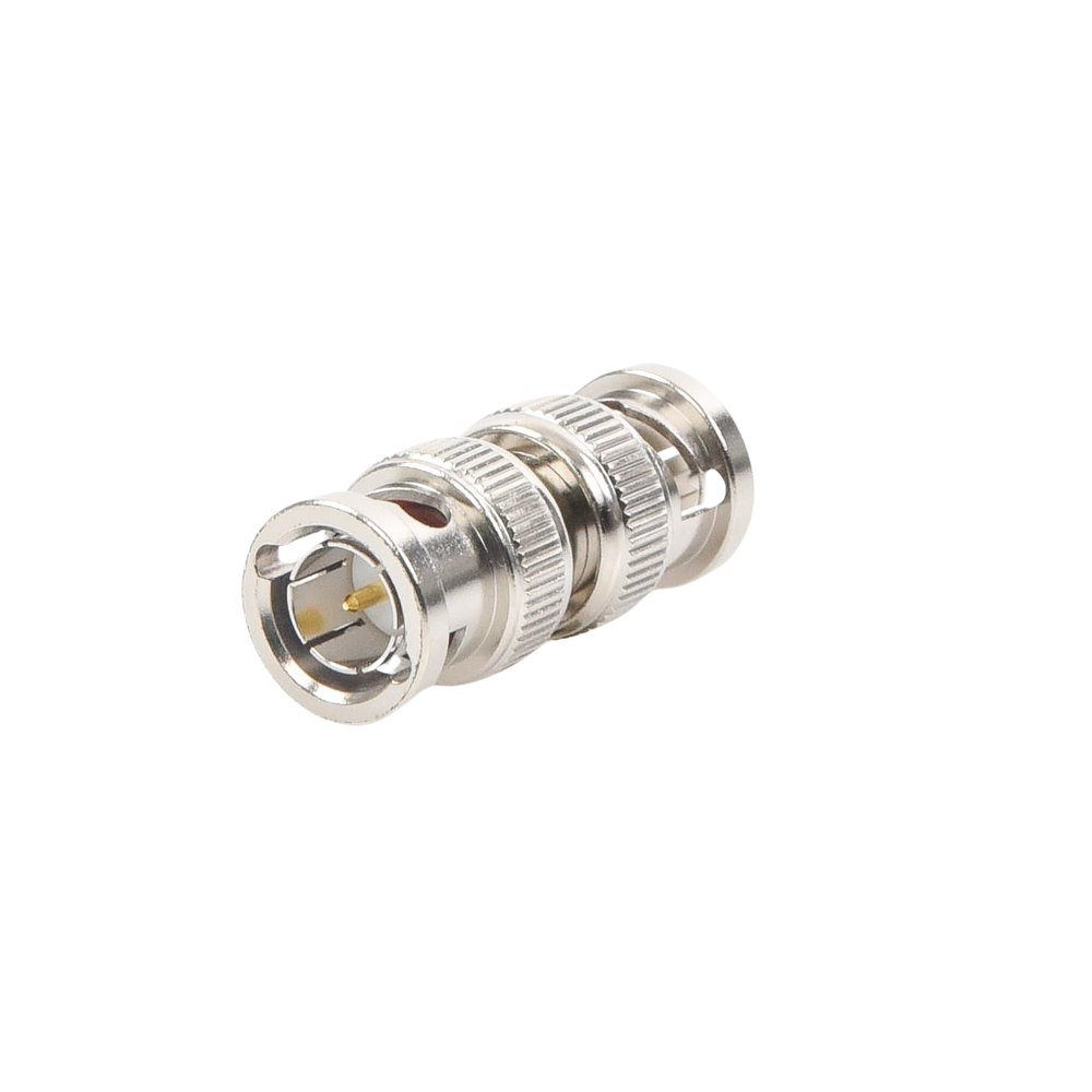 Adaptador tipo Barril para 75 Ohm, de Conector BNC Macho a BNC Macho, Niquel/ Oro/ Teflón.