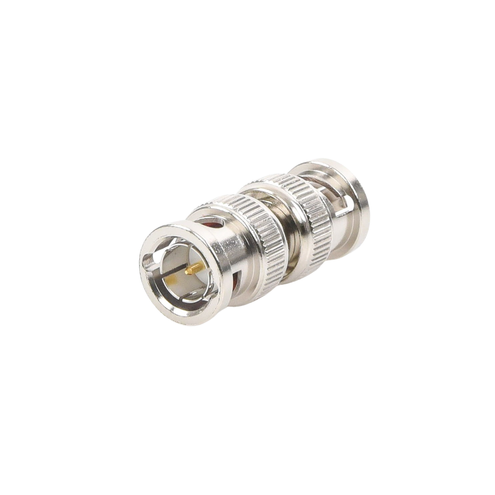 Adaptador tipo Barril para 75 Ohm, de Conector BNC Macho a BNC Macho, Niquel/ Oro/ Teflón.