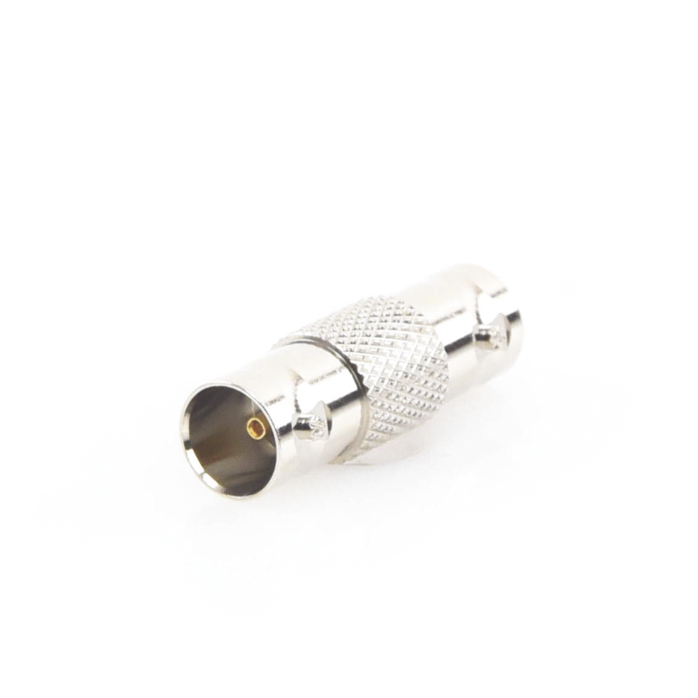 Adaptador Tipo Barril para 75 Ohm, de Conector BNC Hembra a BNC Hembra, Níquel/ Oro/ Teflón.