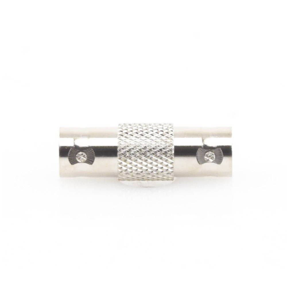 Adaptador Tipo Barril para 75 Ohm, de Conector BNC Hembra a BNC Hembra, Níquel/ Oro/ Teflón.