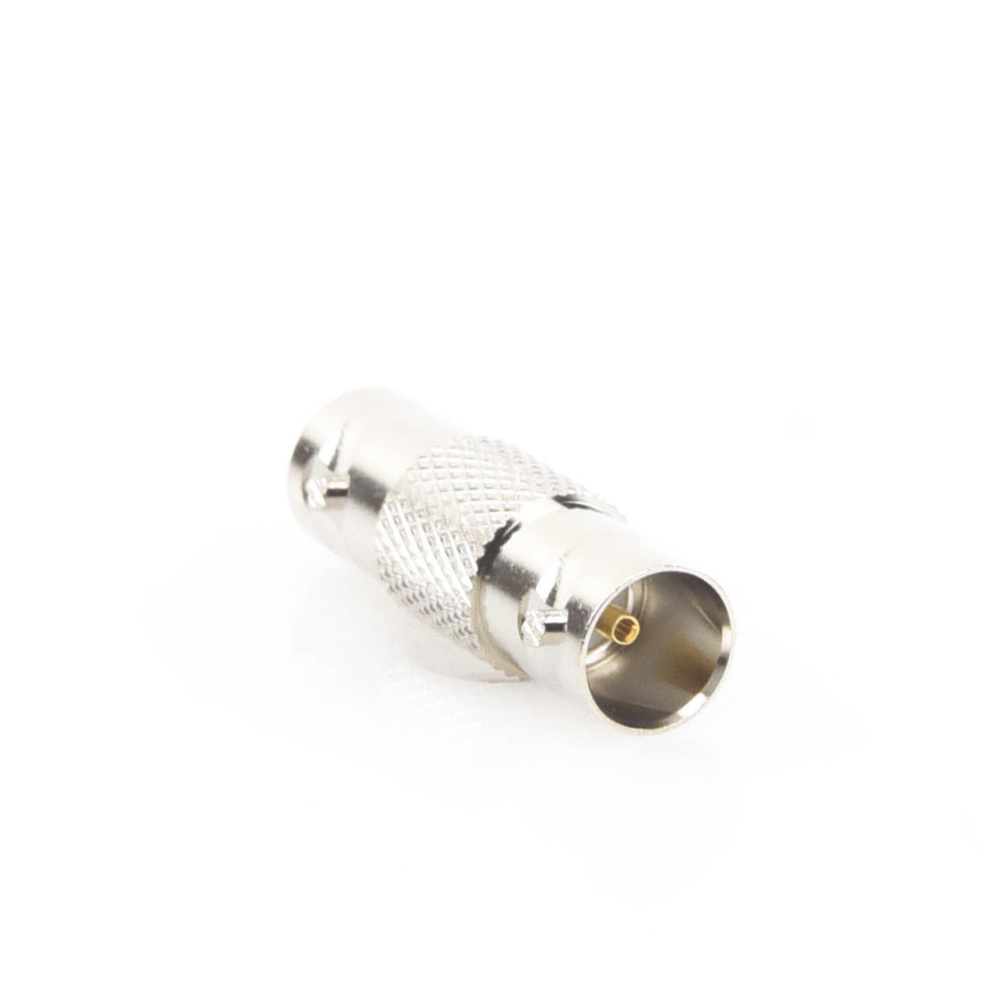 Adaptador Tipo Barril para 75 Ohm, de Conector BNC Hembra a BNC Hembra, Níquel/ Oro/ Teflón.