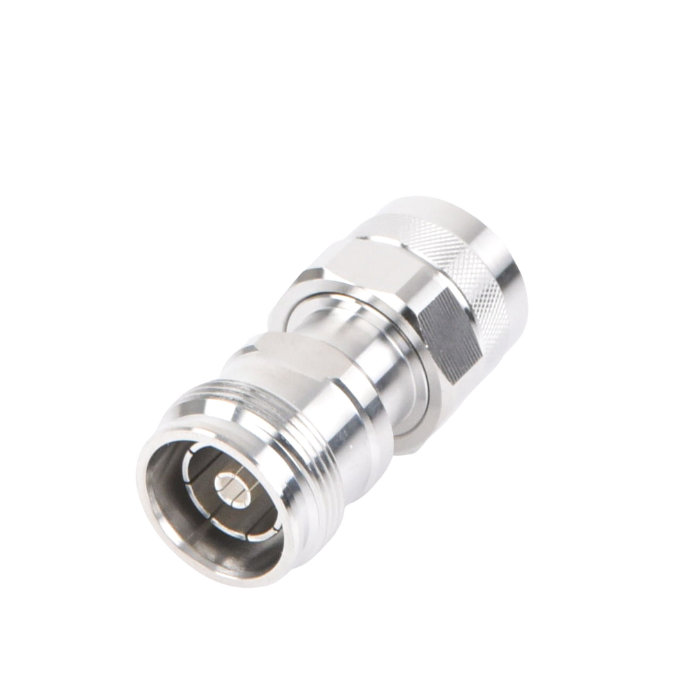 4.3-10 Female to N Male Inline Connector Adapter, White Bronze/Silver/Teflon.